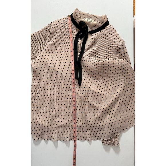 Max Studio Blush Pink Polka Dot Blouse Ribbon Necktie Size 2X (Lining Flawed) - Picture 5 of 14